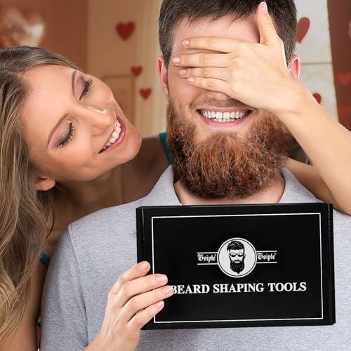 Beard Shaper for Men - Complete Beard Shaping Tool Kit with Template Guide, Straight Edge Razor, Double Edge Blades, Barber Pencil, Comb & Scissors Avelisse