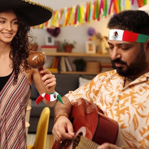 Mexican Flag Headband for Men Women, Patriotic Tricolor Head Wrap Bandana with National Emblem – Cinco de Mayo, Sports Events, Parades - görsel 14