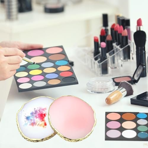 2Pcs Resin Nail Art Palette - White & Pink Gold Edge Nail Polish Holder Display Board for Nail Art Mixing - görsel 14