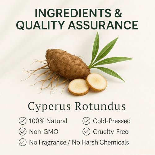 Cyperus Rotundus Oil for Hair Removal 2 PACKS – 100% Pure Natural Cyprus Oil – Organic Herbal Cypress Root Extract for Smooth Skin, Reducing Body Hair Growth, Ingrown Hair & Nourishment – 60ml - görsel 10