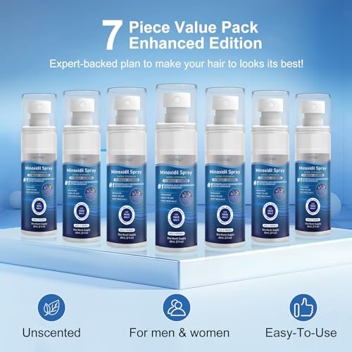 5% Minoxidil Extra Strength Hair Regrowth Spray for Men and Women - 7 Pack (60ml Each) | Thicker, Healthier Hair & Beard Growth Treatment Avelisse