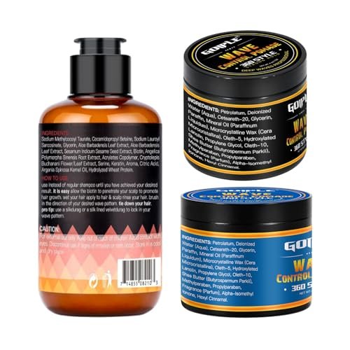 Natural Wave Pomade Strong Hold Easy Wash 360 Wave Training Hair Cream for Men - Water-Based Moisture Control, 360 Waves Wash Shampoo Enhancer Avelisse