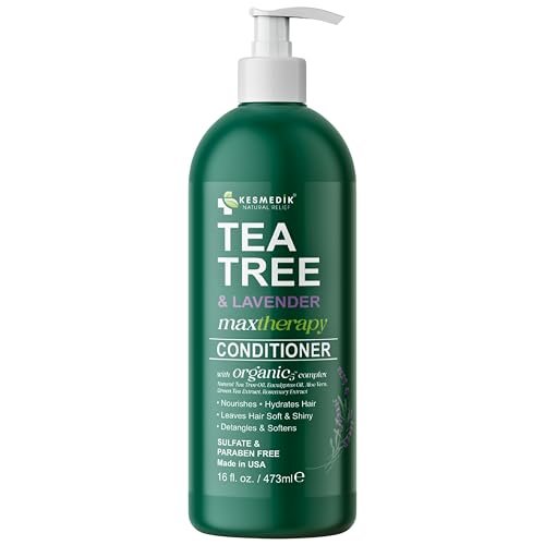 KESMEDIK Tea Tree Lavender Mint Conditioner - Moisturizing Conditioner for Coarse & Dry Damaged Hair, Hydrates & Soothes Itchy Dry Scalp, Detangles & Controls Frizz, 16 fl oz Avelisse