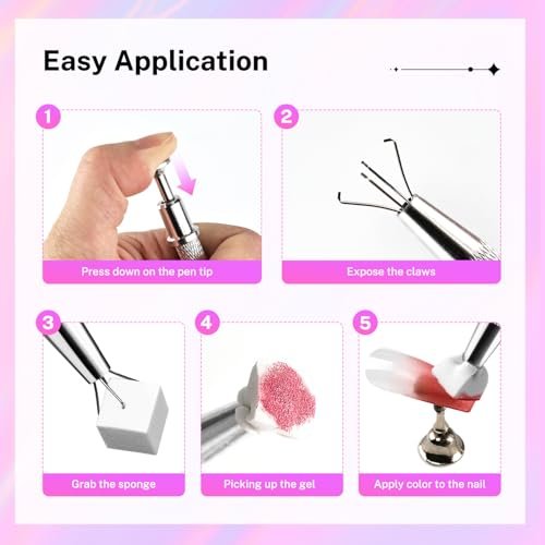JODSONE 100-Piece Soft Nail Sponges for Ombre & Gradient Nail Art with Stainless Steel Grabbing Pen - görsel 14