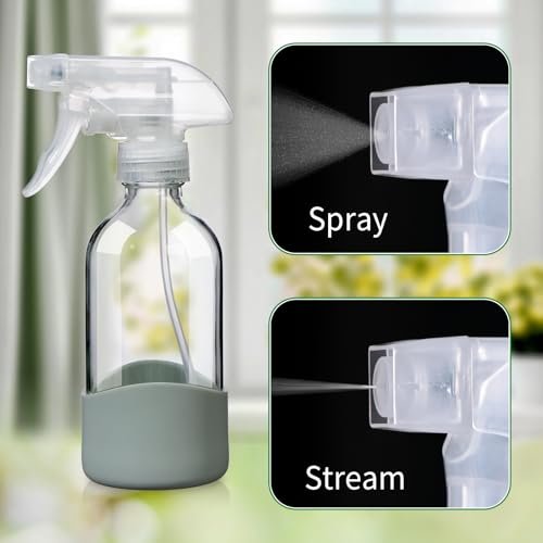 OCMML 8oz Clear Glass Spray Bottle with Silicone Sleeve – Refillable, Leakproof, Adjustable Nozzle for Cleaning Solutions, Hair, Plants & Essential Oils (1 Pack) - görsel 8
