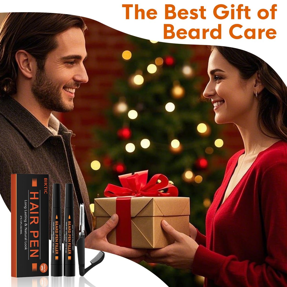 BIKTIC 3-Pack Beard Pencil Filler for Men (Black) – Four-Fork Tip Beard Styling Pen, Waterproof & Sweat Proof, Long Lasting, Effectively Enhances Facial Hair - görsel 14