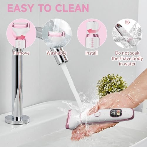 Electric Razor for Women – 4-in-1 Bikini Trimmer & Body Shaver, Painless Wet/Dry Hair Removal for Face, Nose, Eyebrows, Arms, Legs, Armpit, Underarm, Pubic Area, Rechargeable (Pink) - görsel 14