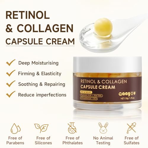 Gaayou Deep Retinol Collagen Capsule Cream - Anti Aging Face Moisturizer with Hyaluronic Acid for Day and Night, Firming & Wrinkle Reduction, 1.76 oz Avelisse