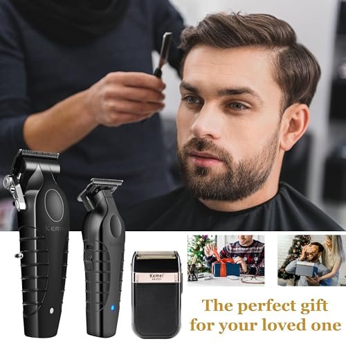 KEMEI Professional Hair Clippers & Beard Trimmer Set – Cordless Rechargeable Barber Clippers for Men (KM-2299, KM-2296, KM-2024) Avelisse
