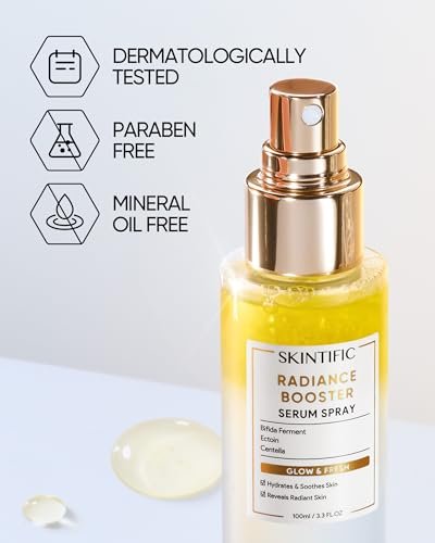SKINTIFIC Radiance Booster Serum Spray – Hydrating Face Mist with Bifida Ferment & Squalane – Vegan Glow Mist for Radiant Skin, 3.3 fl oz - görsel 16