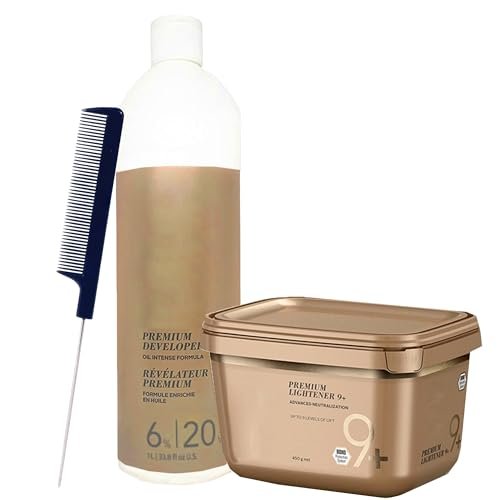 Blonde Me Lightener 9+ Bleach 450g with 6% Developer 1L and Pin Tail Comb – Professional Hair Bleaching Kit for High Lift and Precision Application - görsel 2