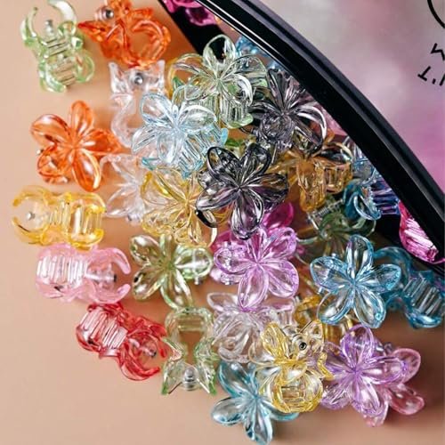 50 Pcs Small Flower Hair Clips for Women - Hawaiian Mini Plumeria & Hibiscus Hair Claw Clips, Multicolor Plastic Hair Accessories - görsel 16