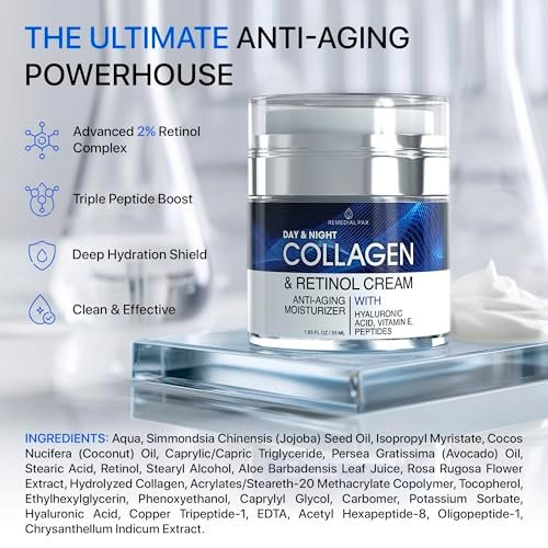 Collagen Face Cream with Retinol & Hyaluronic Acid - Anti Aging Moisturizer for Women & Men, Firming Day & Night Cream for Wrinkles, Hydrating Facial Lotion for All Skin Types - görsel 16