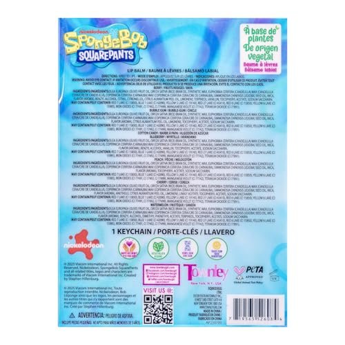 SpongeBob SquarePants 7 Pack Lip Balm with Keychain - Plant Based Hydrating Moisturizing Lip Balm for Girls & Kids by Townley Girl - görsel 16