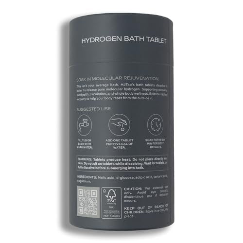 Molecular H2TAB Hydrogen Bath Tablets – 60 Count – Fragrance-Free Bath Bombs for Muscle Relief, Skin Hydration & Oxidative Stress Support – Magnesium-Based Antioxidant Detox Bath Avelisse