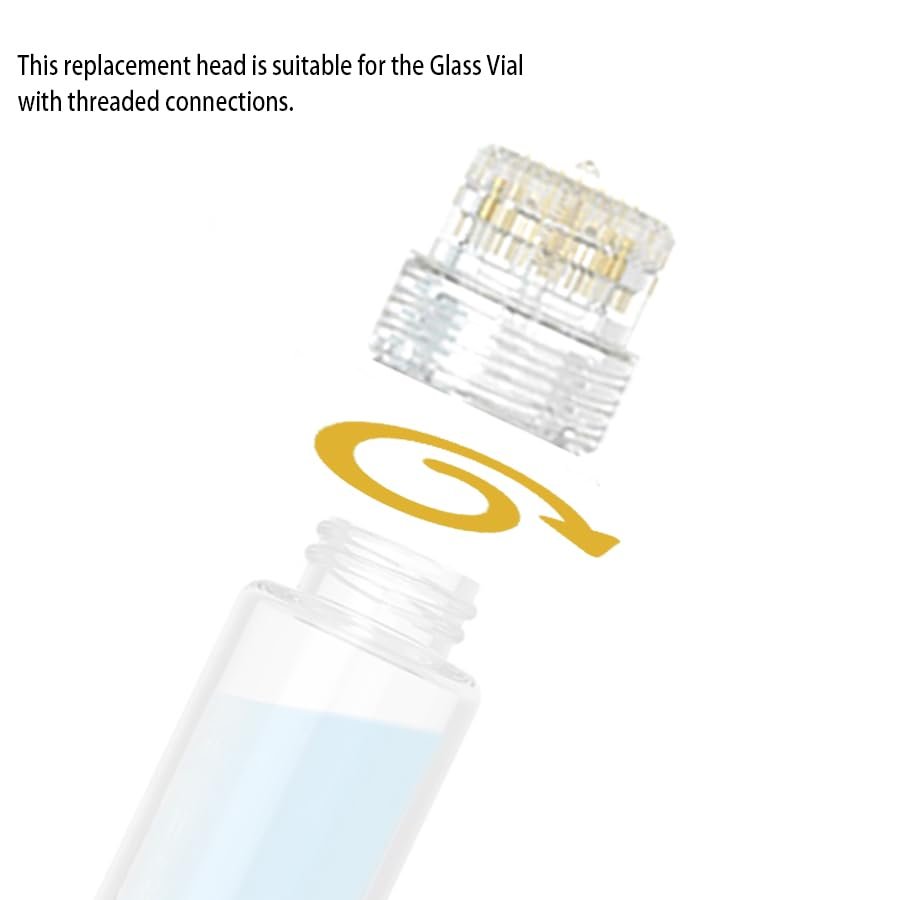 AQUAPEN Microneedle Replacement Head for Hydra Needle & Micro Infusion Systems – Clear, Threaded Glass Vial Connection – Derma Stamp Tip - görsel 5