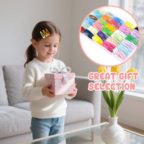 NEBURORA 150 Pcs Colorful Snap Hair Clips - 30 Colors Hair Barrettes for Girls with Storage Case - görsel 14