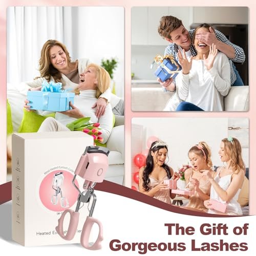 Heated Eyelash Curler Fast Heat Up in 15s, Electric Lash Curler with 2 Temperature Modes for 24H Long-Lasting Curls, Type-C Rechargeable, Quick Natural Curling Eye Lashes (Pink) Avelisse