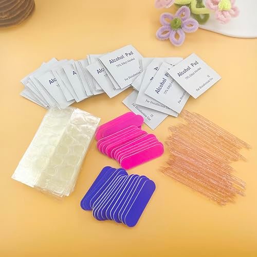 20 Sets Disposable Manicure Kits 4-Piece: Nail File 100/180 Grit, Crystal Stick, Double Sided Nail Adhesives, Polish Remover Pads - Blue & Fuchsia - görsel 10