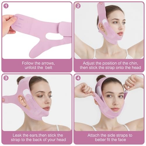 JenChrysm Chin Strap for Sleeping - 3D Graphene Jawline Shaper, Double Chin Reducer for Women - Lilac Avelisse