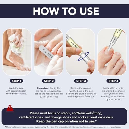 OMZOK Toenail Fungus Pen - 25% Undecylenic Acid & Tea Tree Oil Extra Strength Treatment for Damaged Nails - 5 Pens Avelisse