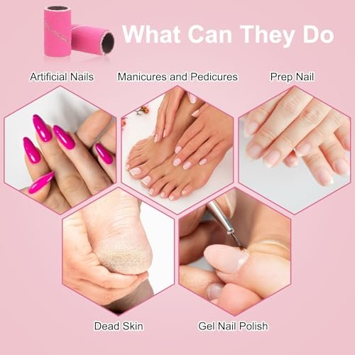 CPOXITI 190 Pcs Sanding Bands for Nail Drill, 2 Nail Drill Bits, 80/120/180/240 Grits for Acrylic Gel Manicures Pedicures - görsel 14