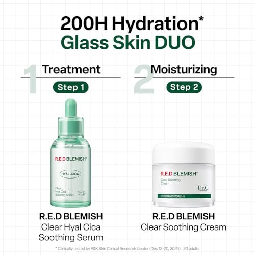 Dr. G R.E.D. Blemish Clear Hyal-Cica Soothing Serum – Korean Hydrating Serum with Hyaluronic Acid & Centella Asiatica for All Skin Types, 1.69 fl oz Avelisse