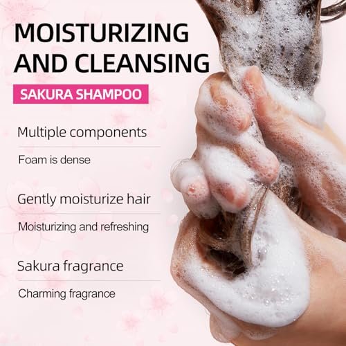 Sakura Shampoo + Conditioner Set, Japanese Cherry Blossom & Vitamin E, Clarifying Volumizing Hydrating Hair Care, Repairs Shine, 5.08 oz Each - görsel 14