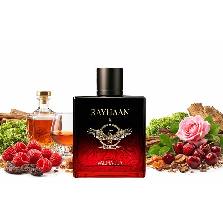 Rayhaan Valhalla Eau de Parfum – Fruity, Gourmand, Woody, Ambery – Long-Lasting Unisex Fragrance, 3.4 oz (100 ml) Avelisse