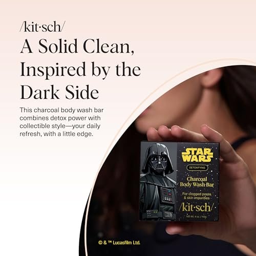 Kitsch Charcoal Soap Body Wash Bar x Star Wars Darth – Detoxifying Bar Soap with Activated Charcoal – Gently Removes Excess Oil & Impurities, Clears Pores, Firms & Moisturizes Skin – Made in USA – 4 oz - görsel 16