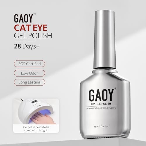 GAOY Red Cat Eye Gel Nail Polish - 16ml Holographic Glitter Jelly UV Gel with Magnet, Reflective Translucent Finish - Crimson Allure 4200 - görsel 12
