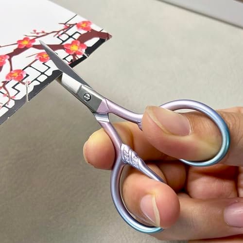 GEMGIMY Precision Beauty Scissors for Facial Hair, Eyebrow, Eyelash, Beard & Moustache Trimming - 3.5 Inch Stainless Steel Multi-Functional Scissors for Grooming, Sewing, Embroidery, Crochet & DIY Crafts (2-Pack, Pink & Blue) - görsel 18