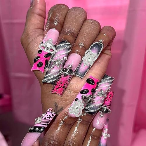 KACHIMOO 128 PCS Silver Nail Charms - 3D Butterfly, Bow, Star, Crown, Cross, Dollar, Heart Shapes - Y2K Nail Art Rhinestone Decor Avelisse