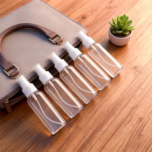 DNSEN 5 Pack 3.4 oz Travel Spray Bottles - TSA Approved Fine Mist Refillable Empty Clear Plastic Bottles with Labels - görsel 14