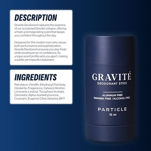Gravité Deodorant for Men – Aluminum & Paraben Free, Fresh & Invigorating Scent with Bergamot, Grapefruit, Rosemary, Cashmere Wood & Vetiver – Long-Lasting Natural Deodorant 75ml Avelisse