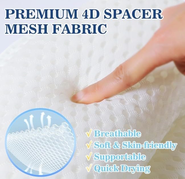 Luxury Bath Pillow for Tub – Non-Slip, Thick Support for Head, Neck, Shoulders & Back – Soft, Large, Comfortable Bathtub Cushion Headrest – Fits Any Tub – Made of 3D Mesh Polyester Avelisse