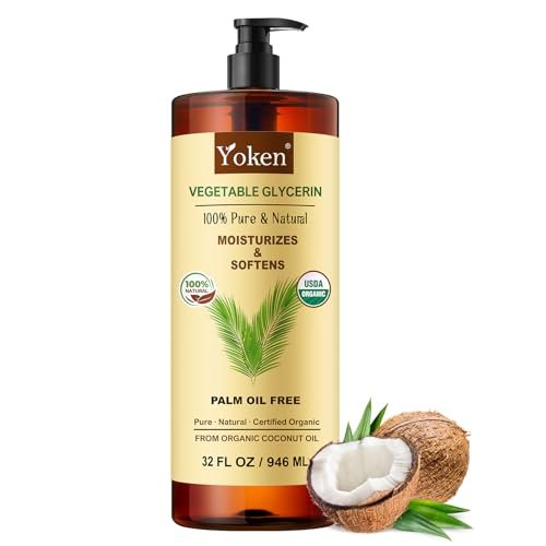 Organic Glycerin Vegetable Glycerine 32 fl oz - USDA Certified, Coconut-Derived, No Palm Oil, Natural Pure for Skin Face Hair, DIY Soap & Slime, Essential Oil Carrier Avelisse