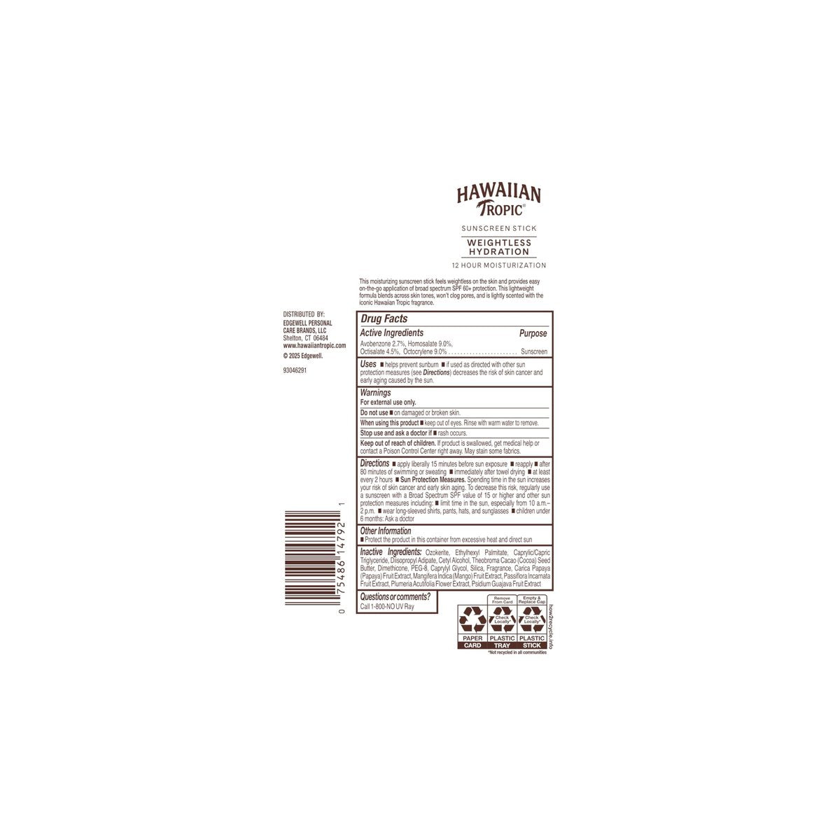 Hawaiian Tropic Weightless Hydration Sunscreen Stick SPF 60+ - Travel Size Face & Body Sunblock, Oil Free, Non Comedogenic, 0.5 oz - görsel 14