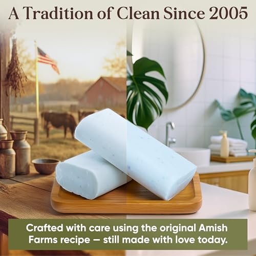 Amish Farms Soap Value Pack – 8 Easy-to-Grip Hydrating Bars (5 oz Each, 2.5 lb) | Cold-Process, USA Made for Sensitive Skin, Face, Hair & Body | Gentle Clean Scent Original Recipe – Tin Tub Collection Avelisse