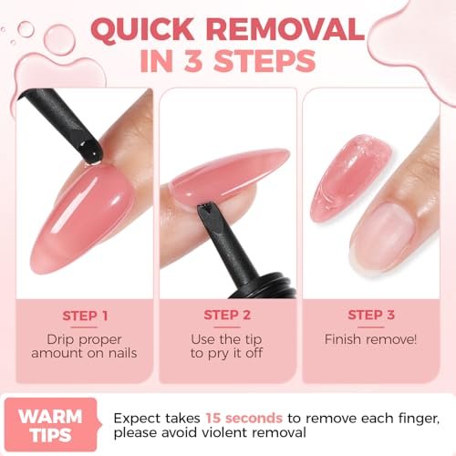 UNA GELLA Press On Nail Glue Remover with Built-in Crowbar - 30ml Acetone-Free Gentle Soak Off for Nail Tips & Adhesive Glue - Easy Home DIY Nail Art Remover - görsel 14