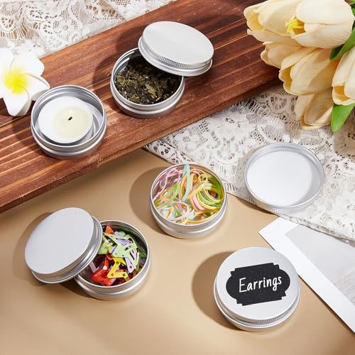 INTERWARM 99-Piece Round Tin Cans 1 oz/30ml Aluminum Containers with Screw Lid - Silver - görsel 16