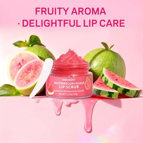 AMOADO Sugar Lip Scrub for Dark Lips – Exfoliating Lip Scrub for Smooth & Soft Lips with Watermelon & Guava, Lip Exfoliator & Moisturizer for Dry, Chapped Lips, Natural Lip Care, 1.2 oz/35g - görsel 18
