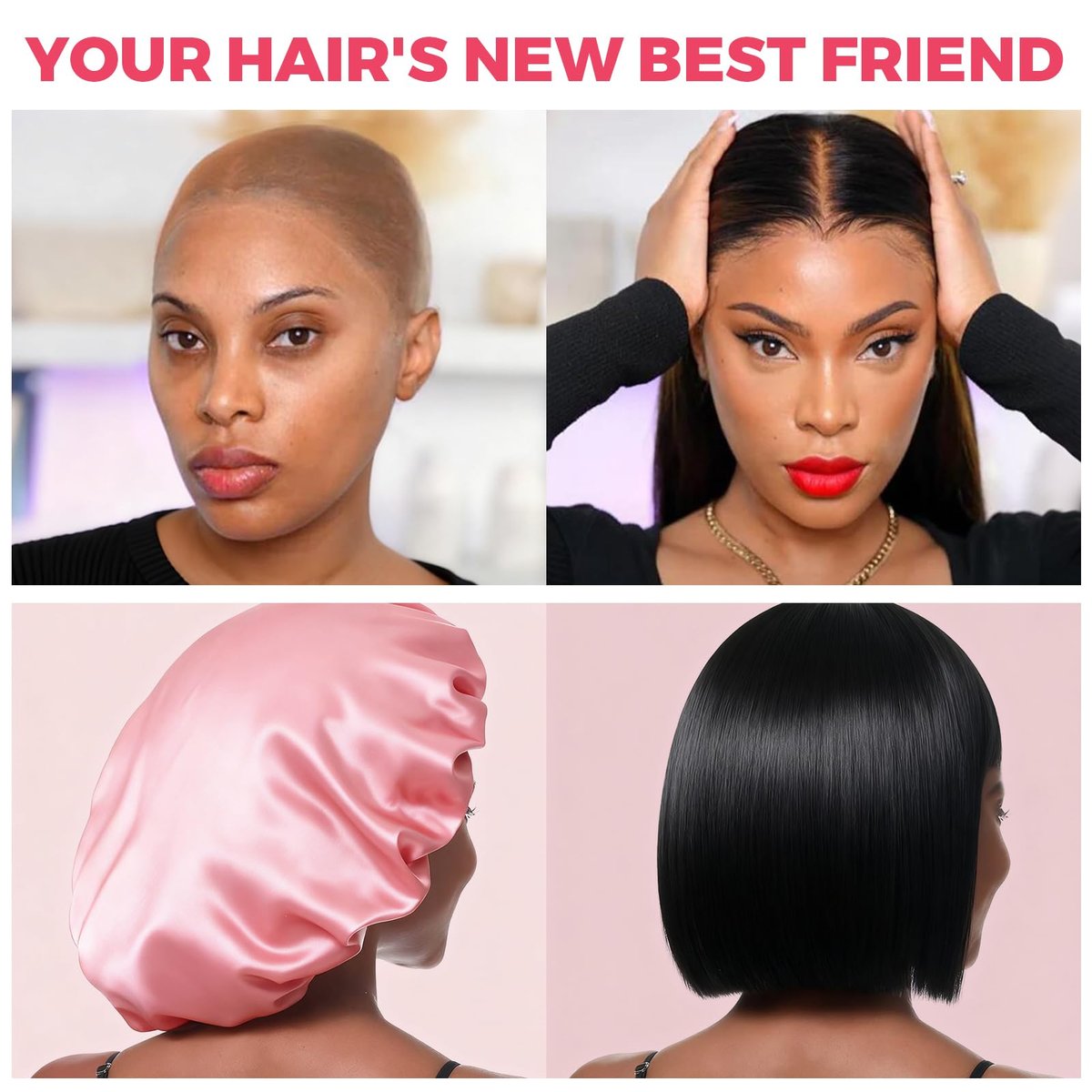 Waterproof Lace Wig Glue Kit with Tools, Reversible Wrap Cap Bonnet - Clear Silicone Adhesive for Hair Replacement Avelisse
