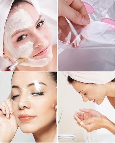 400-Pack Disposable Face Mask Sheets - Transparent Plastic Facial Wrap for Enhanced Skincare & At-Home Spa - görsel 14