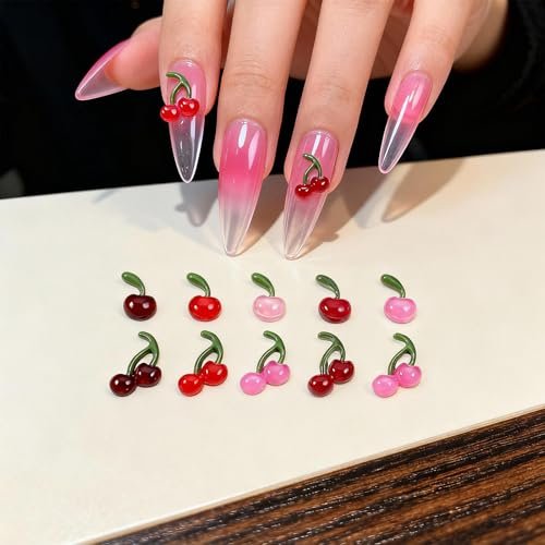 100PCS Small Cherry Gems for Nails - Y2K 3D Cherry Nail Charms, Shiny Crystal Fruit Nail Art Supplies, DIY Craft Design Accessories for Manicure & Craft Projects - görsel 14