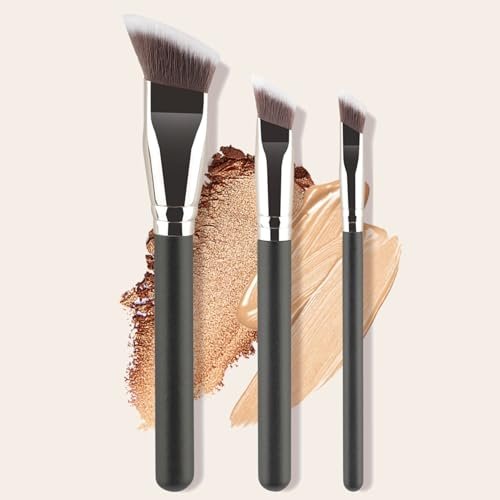 KINGMAS 3-Piece Angled Foundation Brush Set – Synthetic Bristles for Concealer, Contour, Bronzer & Blending - görsel 14
