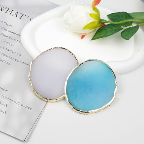 2PCS Resin Nail Art Mixing Palette – Gold-Edged Cosmetic Display Board for Nail Gel, Foundation, Eyeshadow & Pigment Blending, Durable & Easy to Clean (Blue, White) - görsel 14
