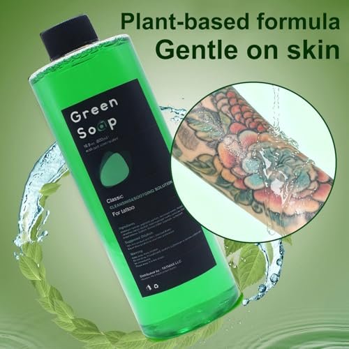 Urknall 16.9oz Green Soap Tattoo Kit with 8oz Squeeze Bottle - Ultra Concentrated Gentle Vegan Formula for Tattooing & Piercing Care Avelisse
