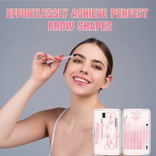 17-in-1 Eyebrow Kit with Tweezers, Scissors, Trimmer, and Brow Brushes - Professional Grooming Set for Women - görsel 14