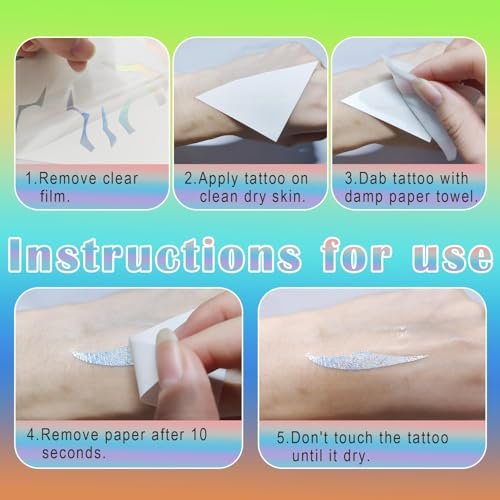 K-pop Demon Temporary Tattoos 60 Pcs - Anime Hunter Halloween Cosplay Costume Temporary Tattoos Purple and Laser Multicolor Stripes Tattoos 13+ - görsel 10